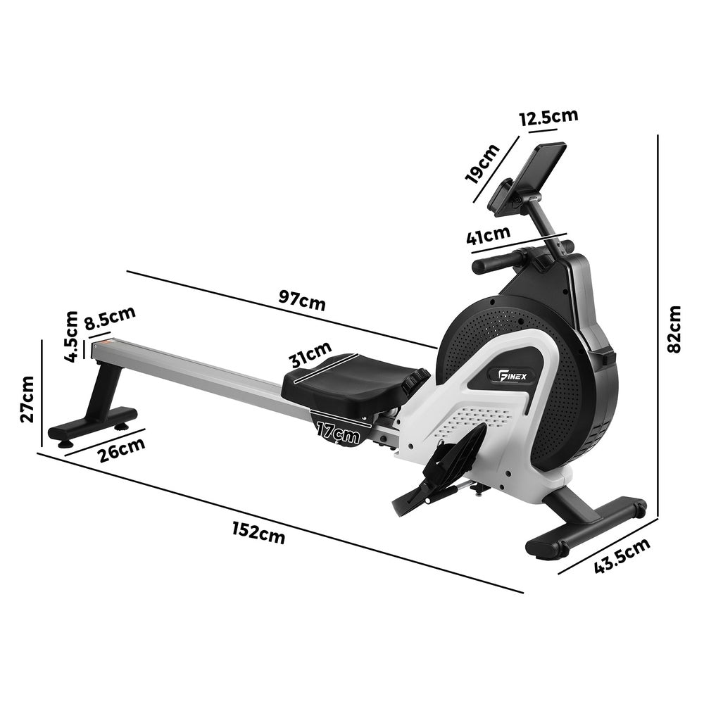Finex Rowing Machine Rower Magnetic Resistance Fitness Workout Home Gym Cardio-Rowing Machine-PEROZ Accessories