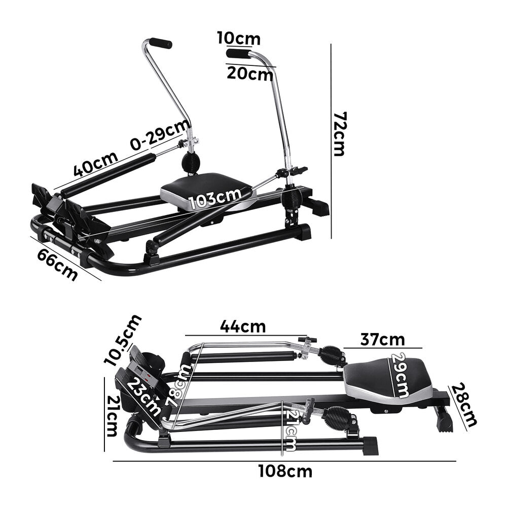 Finex Rowing Machine Foldable Hydraulic Rower Oil Cylinder System and Adjustable Resistance-Rowing Machines-PEROZ Accessories