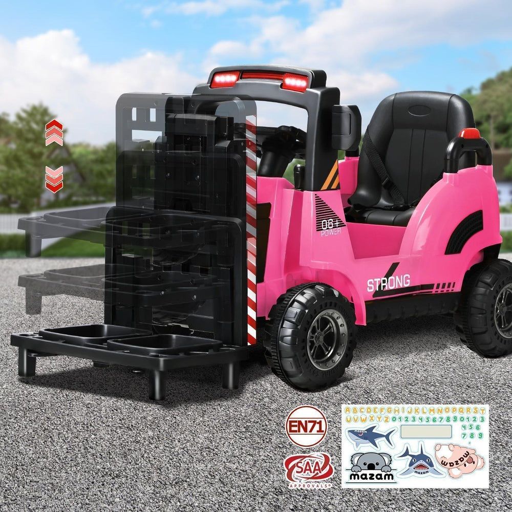 Mazam Ride-On Forklift Electric Car Toy for Toddlers Kids 12V Rechargeable Pink-Ride On Car-PEROZ Accessories