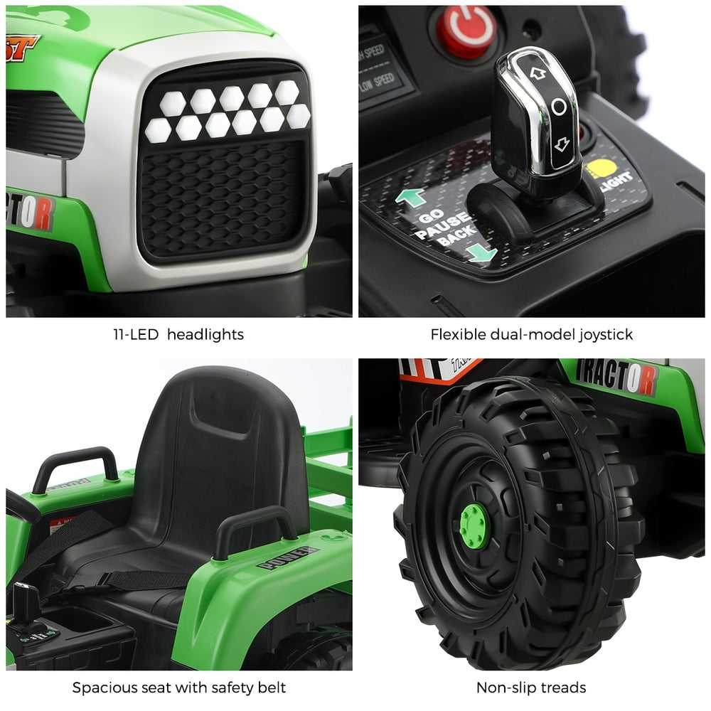 Mazam Kids Ride On Car Tractor 12V Toys Remote Control Green-Ride On Car-PEROZ Accessories