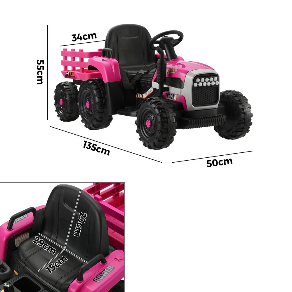 Mazam Kids Ride On Car Tractor 12V Toys Remote Control Pink-Ride On Car-PEROZ Accessories