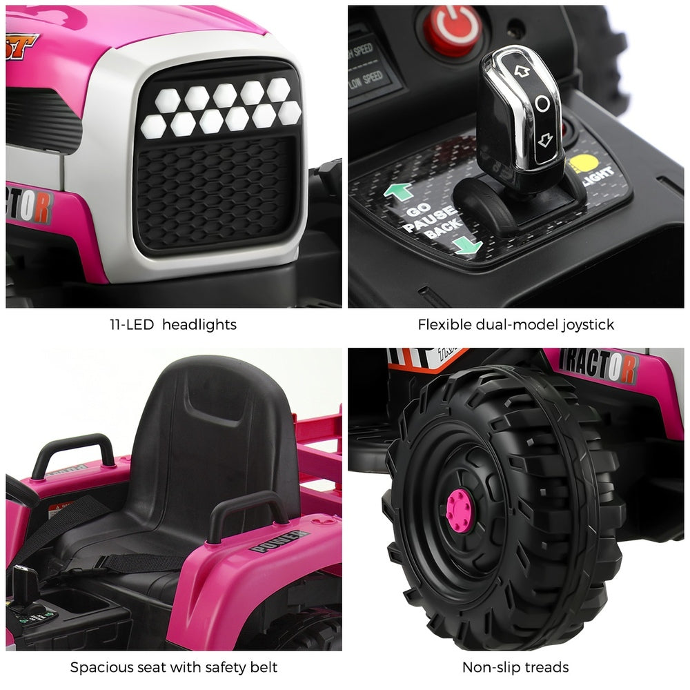Mazam Kids Ride On Car Tractor 12V Toys Remote Control Pink-Ride On Car-PEROZ Accessories