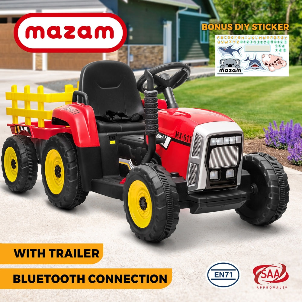 Mazam Kids Ride On Tractor W/ Trailer Electric Vehicle Toy Car Bluetooth Gift-Ride on Toys - Cars-PEROZ Accessories