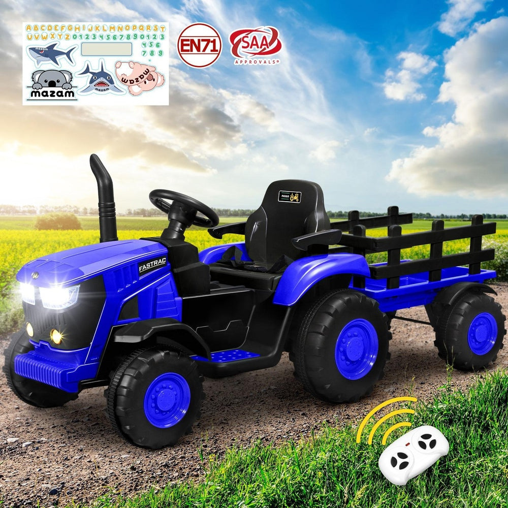 Mazam Ride On Car Tractor W/ Trailer Kids 12V Remote Electric Vehicle Toddlers-Ride On Car-PEROZ Accessories