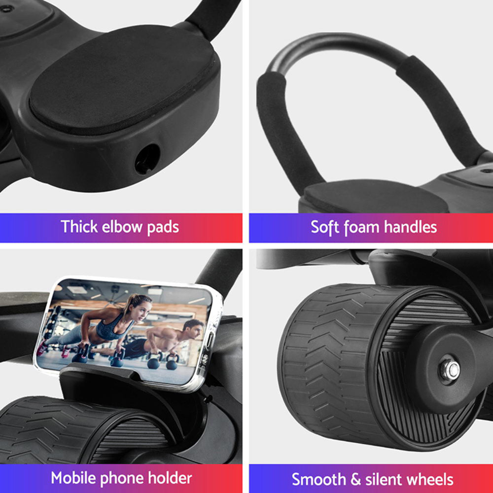 Everfit Ab Roller Automatic Rebound Abdominal Exercise Wheel Home Gym Workout-Sports & Fitness > Exercise, Gym & Fitness > Gym & Training Step-PEROZ Accessories
