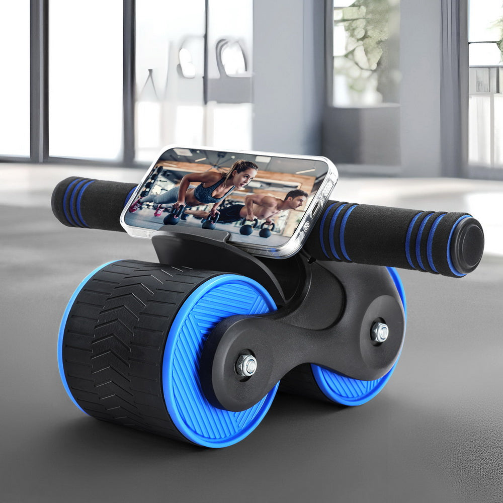 Everfit Ab Roller Automatic Rebound Abdominal Wheel Home Gym Workout Blue-Sports & Fitness > Exercise, Gym & Fitness > Gym Equipment & Accessories-PEROZ Accessories