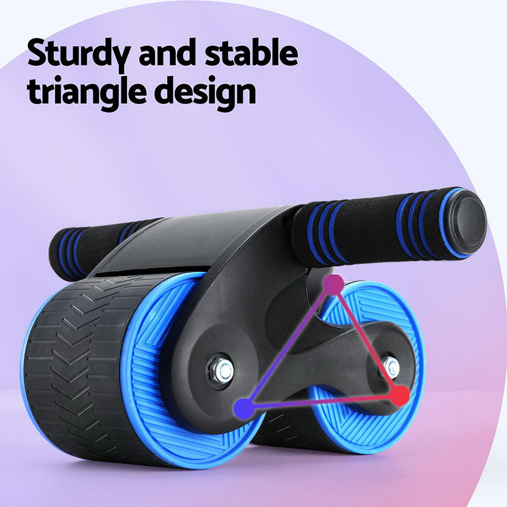 Everfit Ab Roller Automatic Rebound Abdominal Wheel Home Gym Workout Blue-Sports & Fitness > Exercise, Gym & Fitness > Gym Equipment & Accessories-PEROZ Accessories
