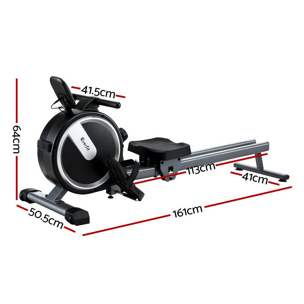 Everfit 16 Level Magnetic Rowing Machine for Home with App Connect Black-Sports & Fitness > Exercise, Gym & Fitness > Gym Equipment & Accessories-PEROZ Accessories