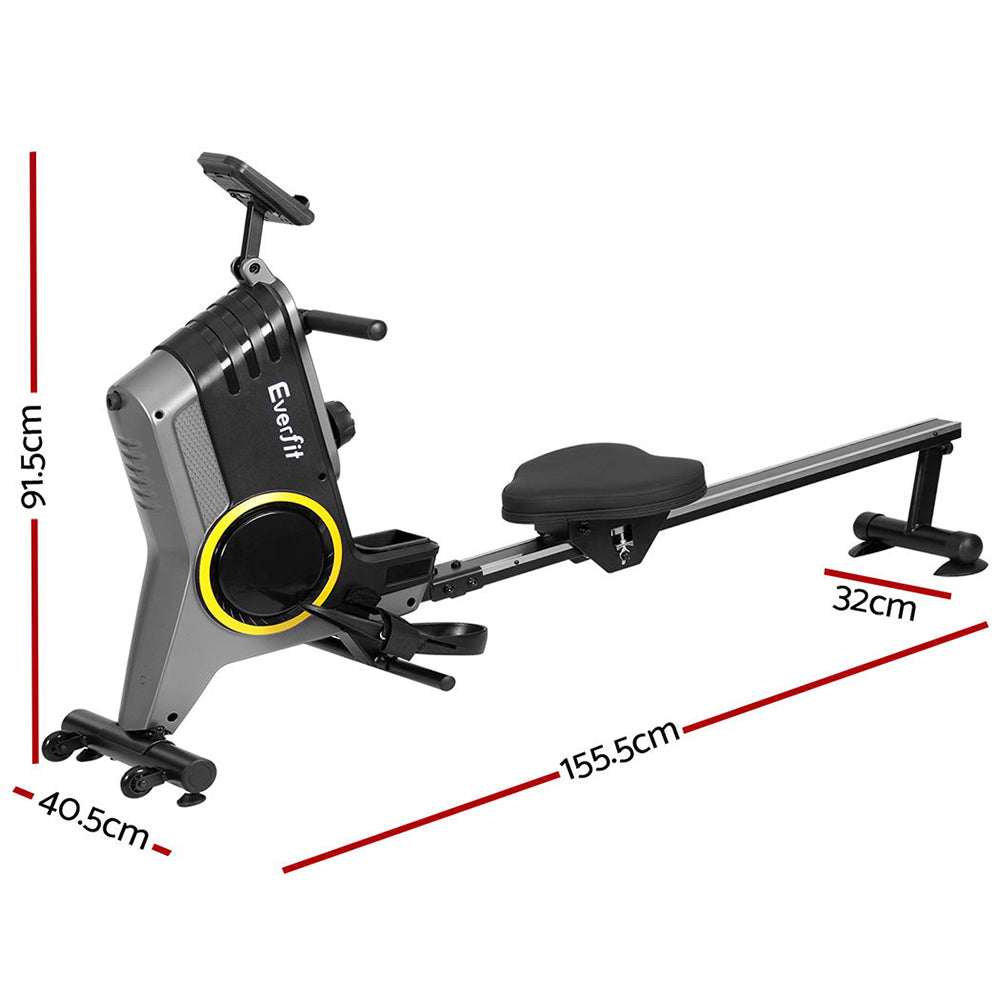 Everfit Rowing Machine 12 Levels Magnetic Rower Fitness Gym Cardio Workout-Sports & Fitness > Exercise, Gym & Fitness > Gym & Training Step-PEROZ Accessories