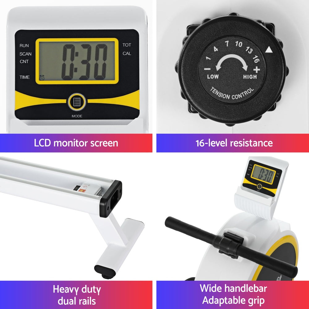 Everfit Rowing Machine 16 Levels Magnetic Rower Home Gym Cardio Workout-Sports & Fitness > Exercise, Gym & Fitness > Exercise Bikes-PEROZ Accessories