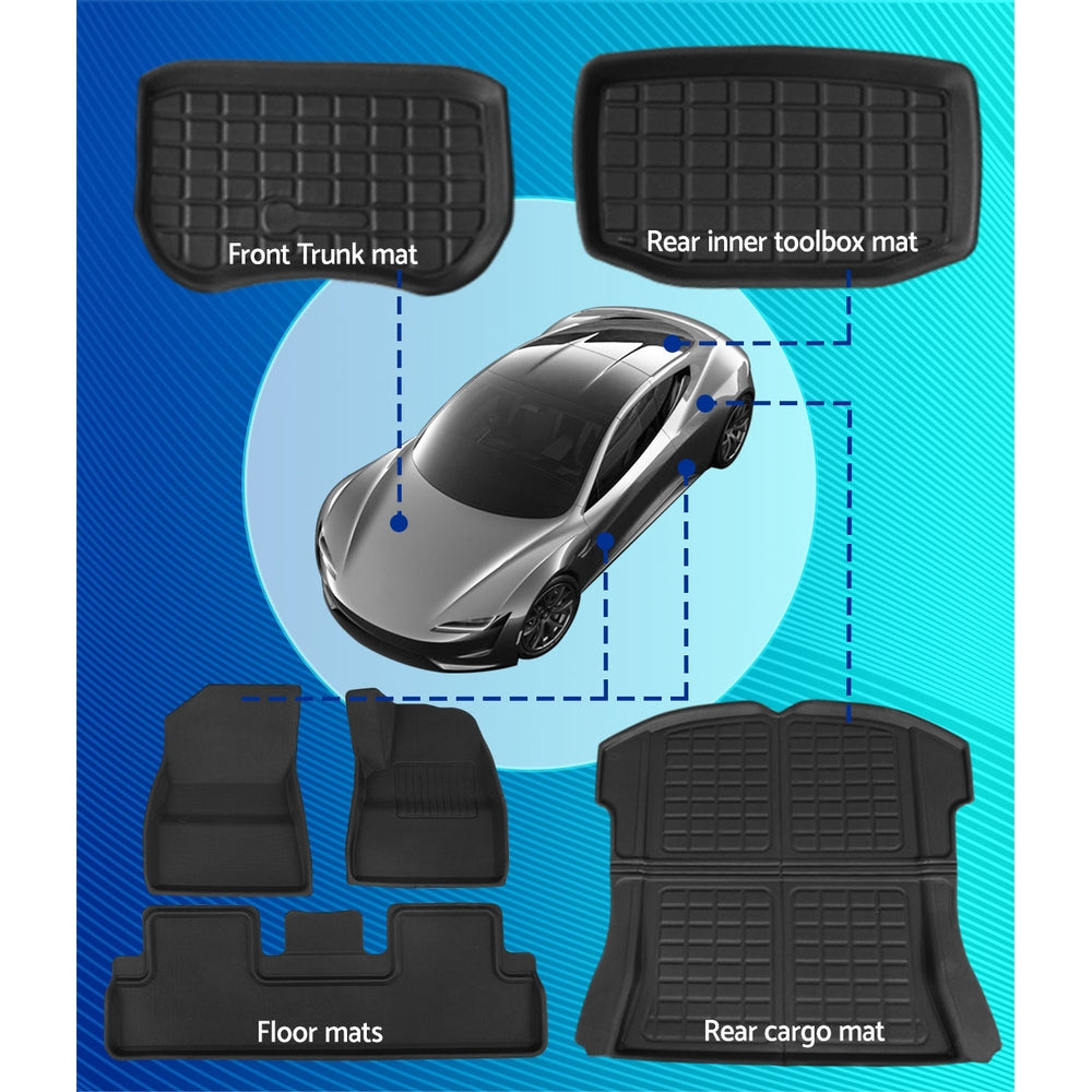 Weisshorn Car Rubber Floor Mats for Tesla Model 3 Trunk Toolbox Cargo Mat Carpet-Auto Accessories > Auto Accessories Others > Automotive Decor-PEROZ Accessories