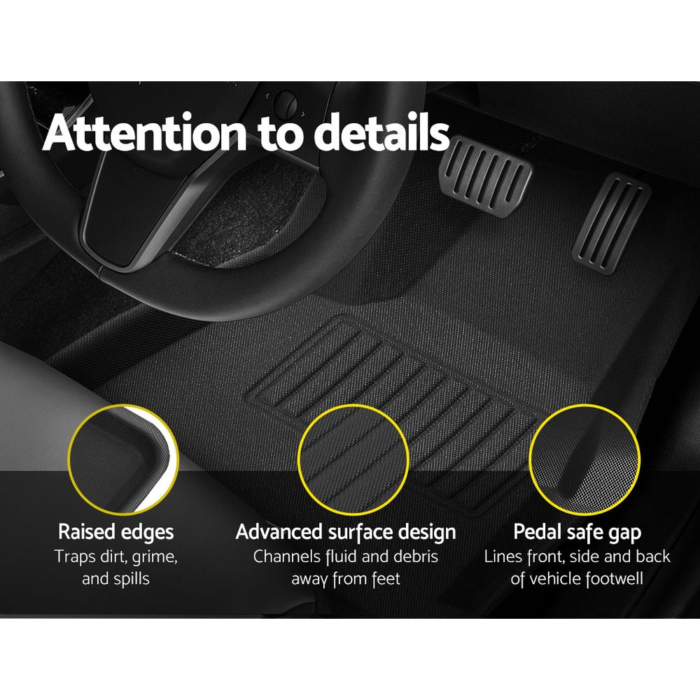Weisshorn Tesla Model Y Rubber Mats Carpets Front Rear Set RHD 21-24-Auto Accessories > Auto Accessories Others-PEROZ Accessories
