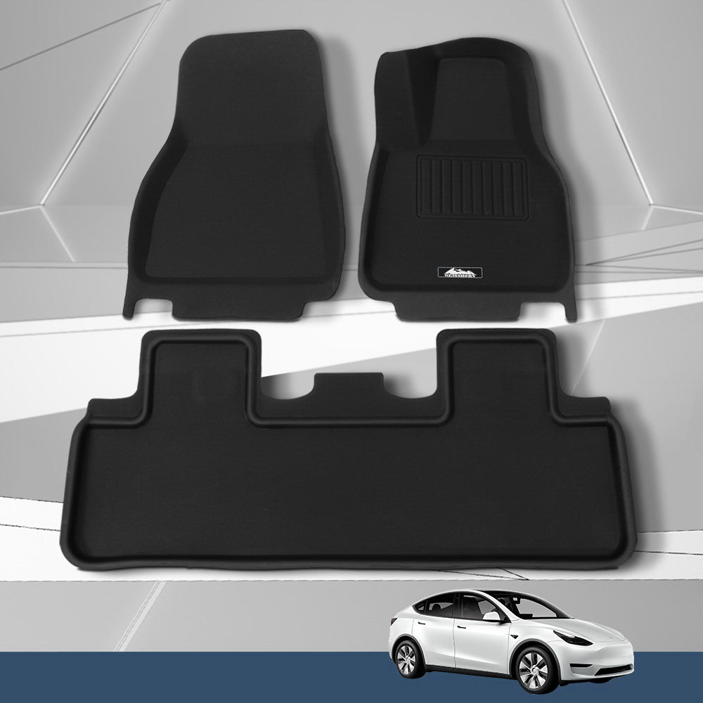 Weisshorn Tesla Model Y Rubber Mats Carpets Front Rear Set RHD 21-24-Auto Accessories > Auto Accessories Others-PEROZ Accessories
