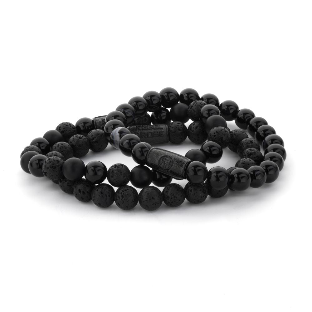 Rebel and Rose Black Moon - All-Black 8mm Bracelet-PEROZ Accessories