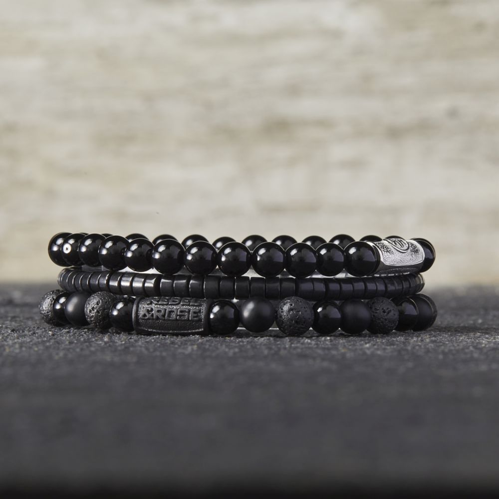 Rebel and Rose Slices - The Black Stone 4mm Bracelet-PEROZ Accessories