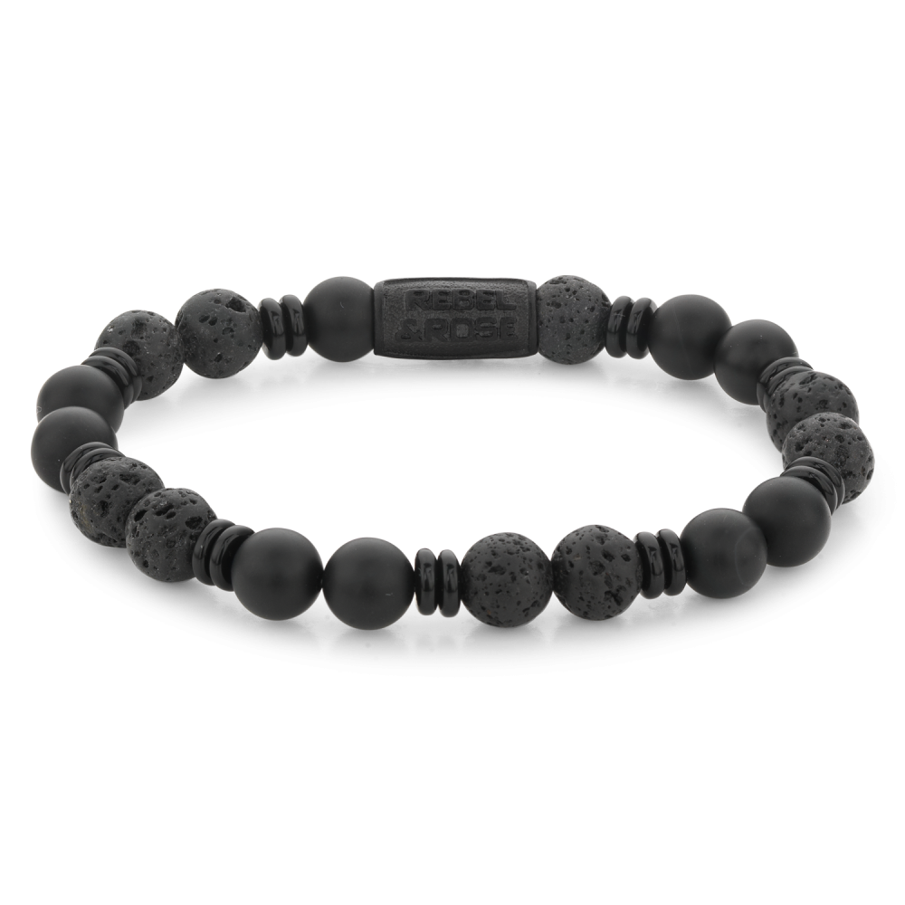 Rebel and Rose Variations Black 8mm Bracelet-PEROZ Accessories