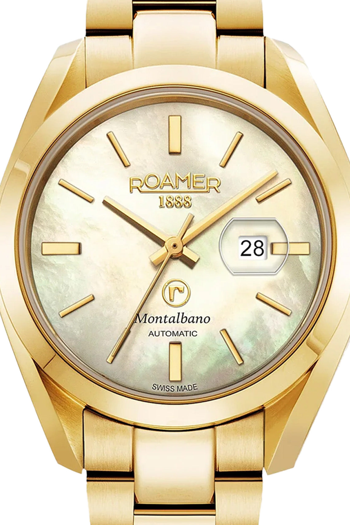 Roamer Montalbano Ladies 31mm Mother of Pearl Dial Gold Stainless Steel Strap Watch-PEROZ Accessories