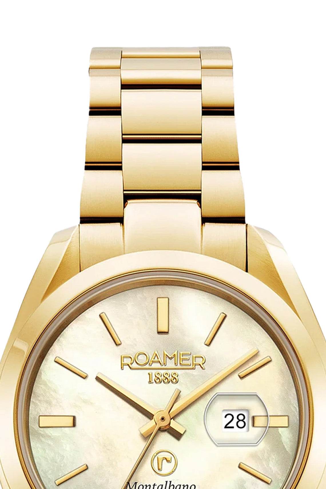 Roamer Montalbano Ladies 31mm Mother of Pearl Dial Gold Stainless Steel Strap Watch-PEROZ Accessories