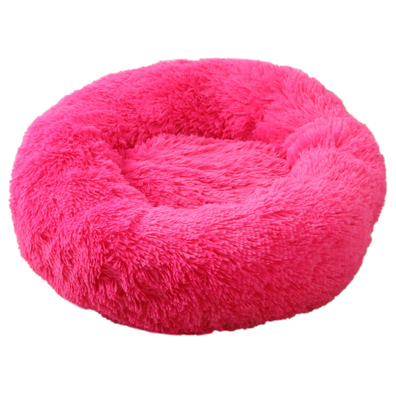 Rose Red 50cm Cozy Round Pet Bed - Plush Cat & Dog Bed with Non-Slip Base, Machine Washable-Pet Care > Dog Supplies > Dog Beds-PEROZ Accessories