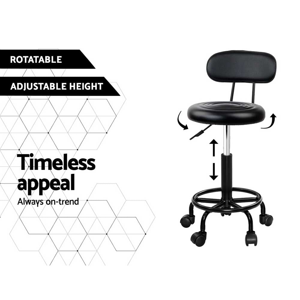 Artiss 2x Salon Stool Swivel Chair Backrest-Bar Stools-PEROZ Accessories