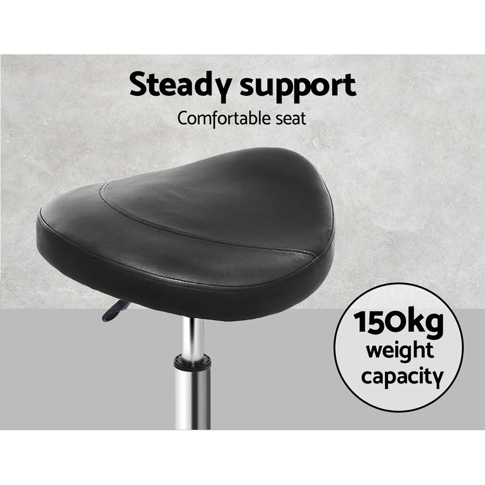 Artiss 2x Salon Stool Saddle Swivel Chair Black-Bar Stools-PEROZ Accessories