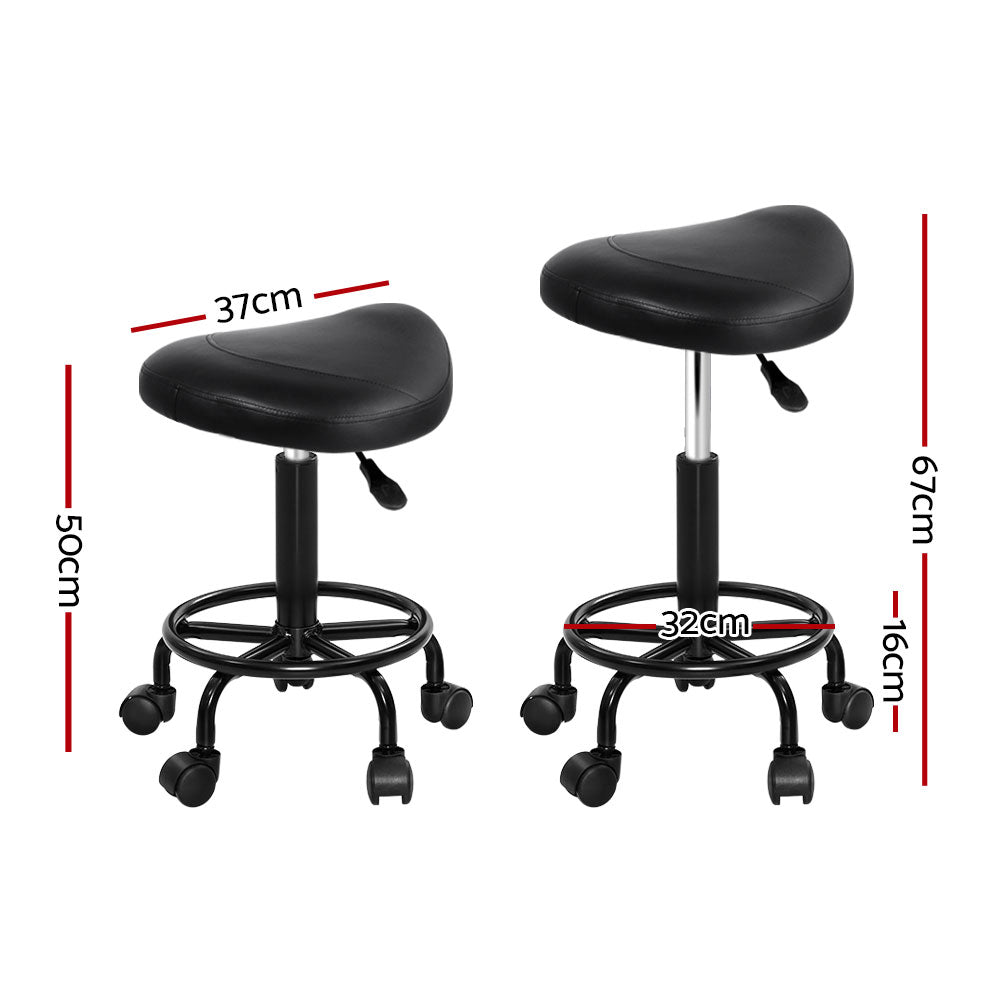 Artiss 2x Salon Stool Saddle Swivel Chair-Bar Stools-PEROZ Accessories
