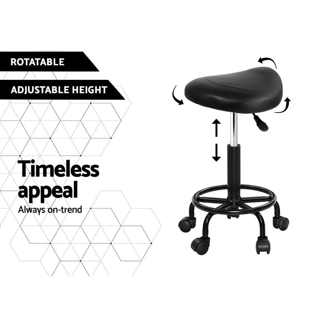 Artiss 2x Salon Stool Saddle Swivel Chair-Bar Stools-PEROZ Accessories