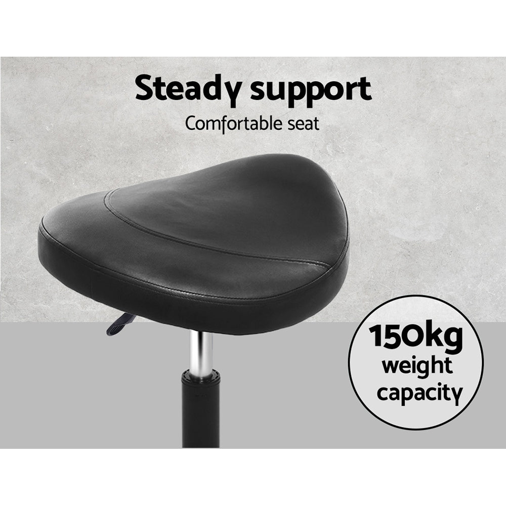 Artiss 2x Salon Stool Saddle Swivel Chair-Bar Stools-PEROZ Accessories