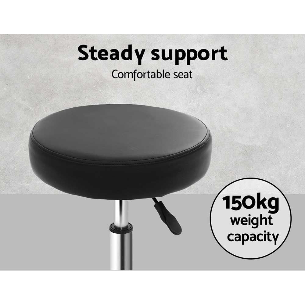 Artiss 2x Salon Stool Round Swivel Chair Black-Bar Stools-PEROZ Accessories
