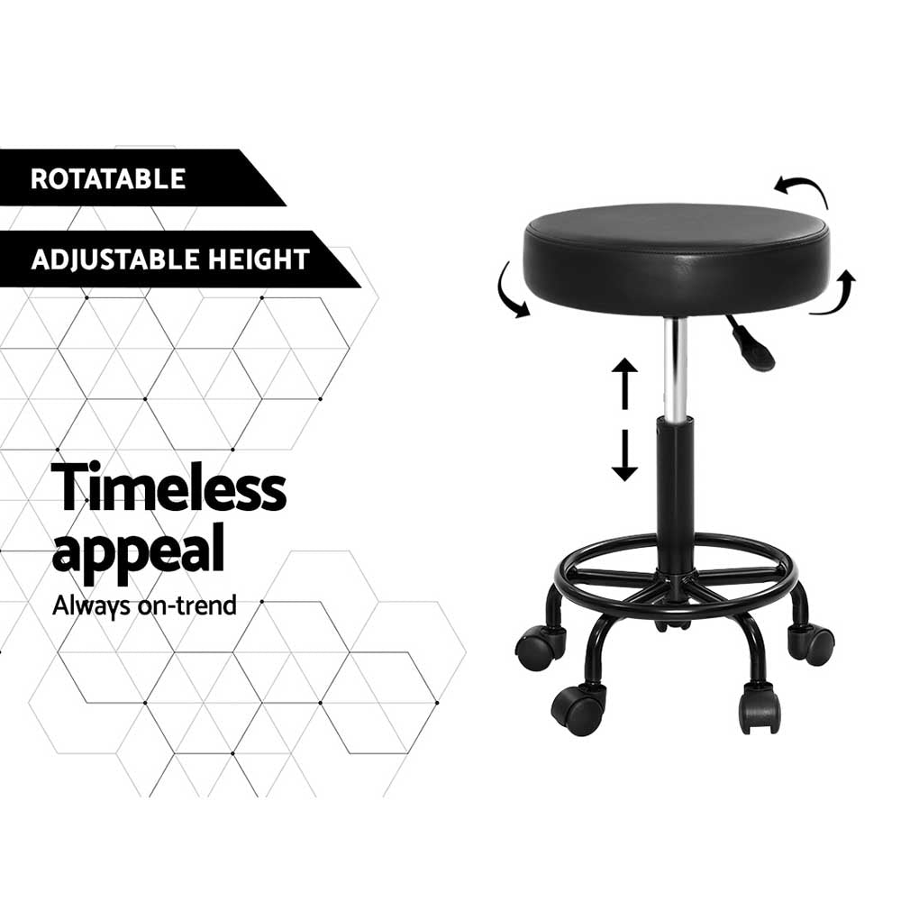Artiss 2x Salon Stool Round Swivel Chair-Bar Stools-PEROZ Accessories