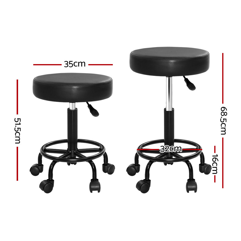 Artiss 2x Salon Stool Round Swivel Chair-Bar Stools-PEROZ Accessories