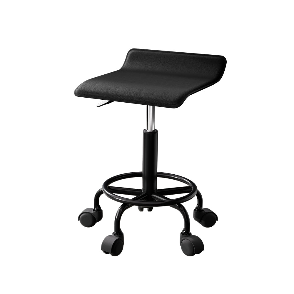 Artiss Salon Stool Square Swivel Chair Black-Furniture > Bar Stools & Chairs-PEROZ Accessories