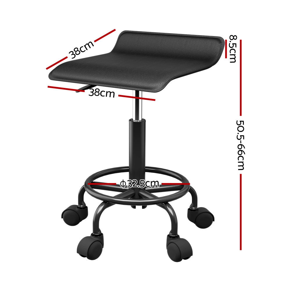 Artiss Salon Stool Square Swivel Chair Black-Furniture > Bar Stools & Chairs-PEROZ Accessories