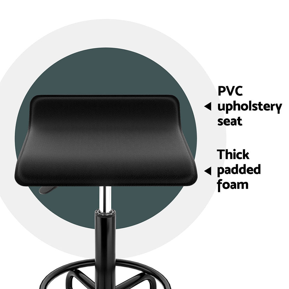 Artiss Salon Stool Square Swivel Chair Black-Furniture > Bar Stools & Chairs-PEROZ Accessories