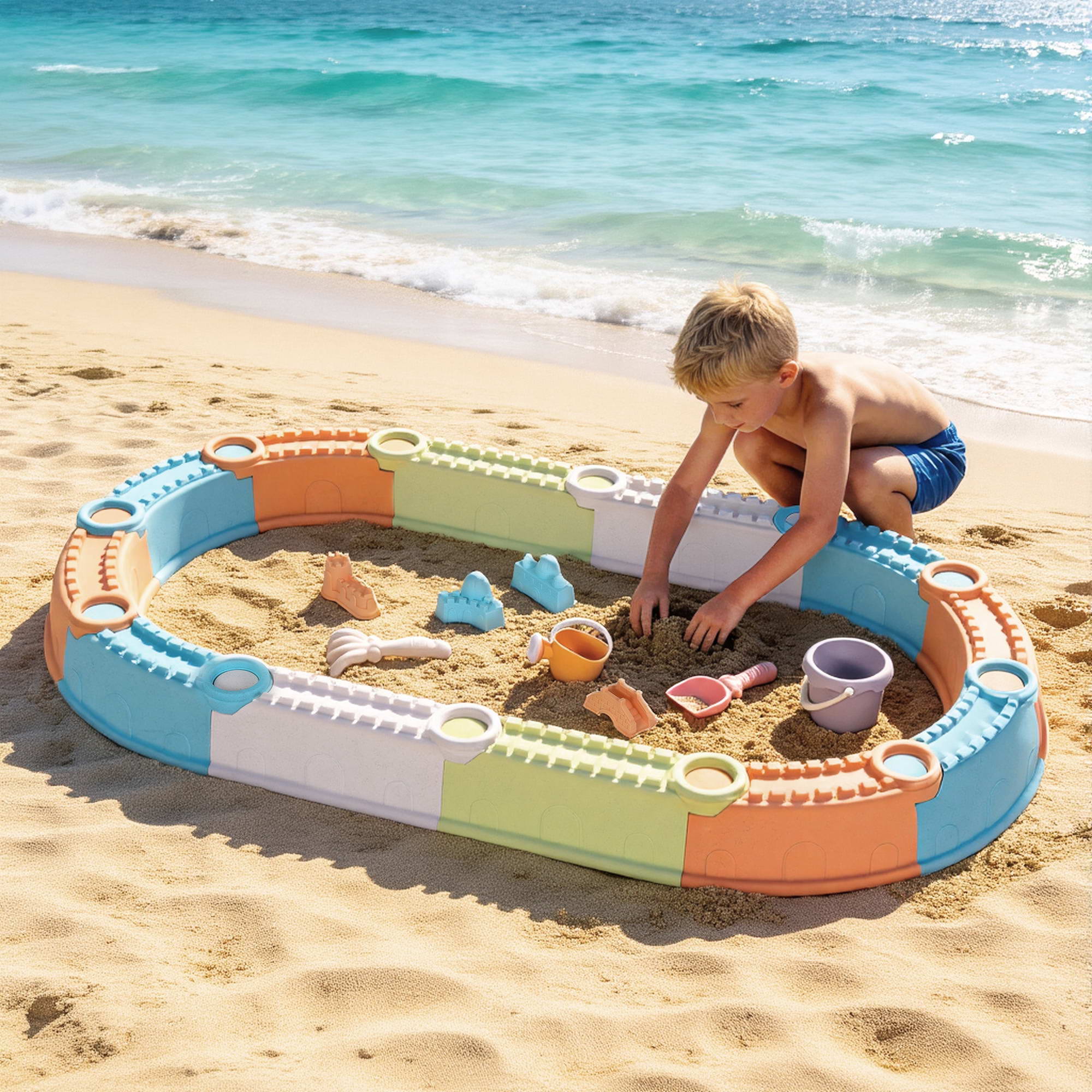 Keezi Kids Sandpit Set Beach Toys Sand Box Outdoor Backyard Play Area-Baby & Kids > Baby & Kid&