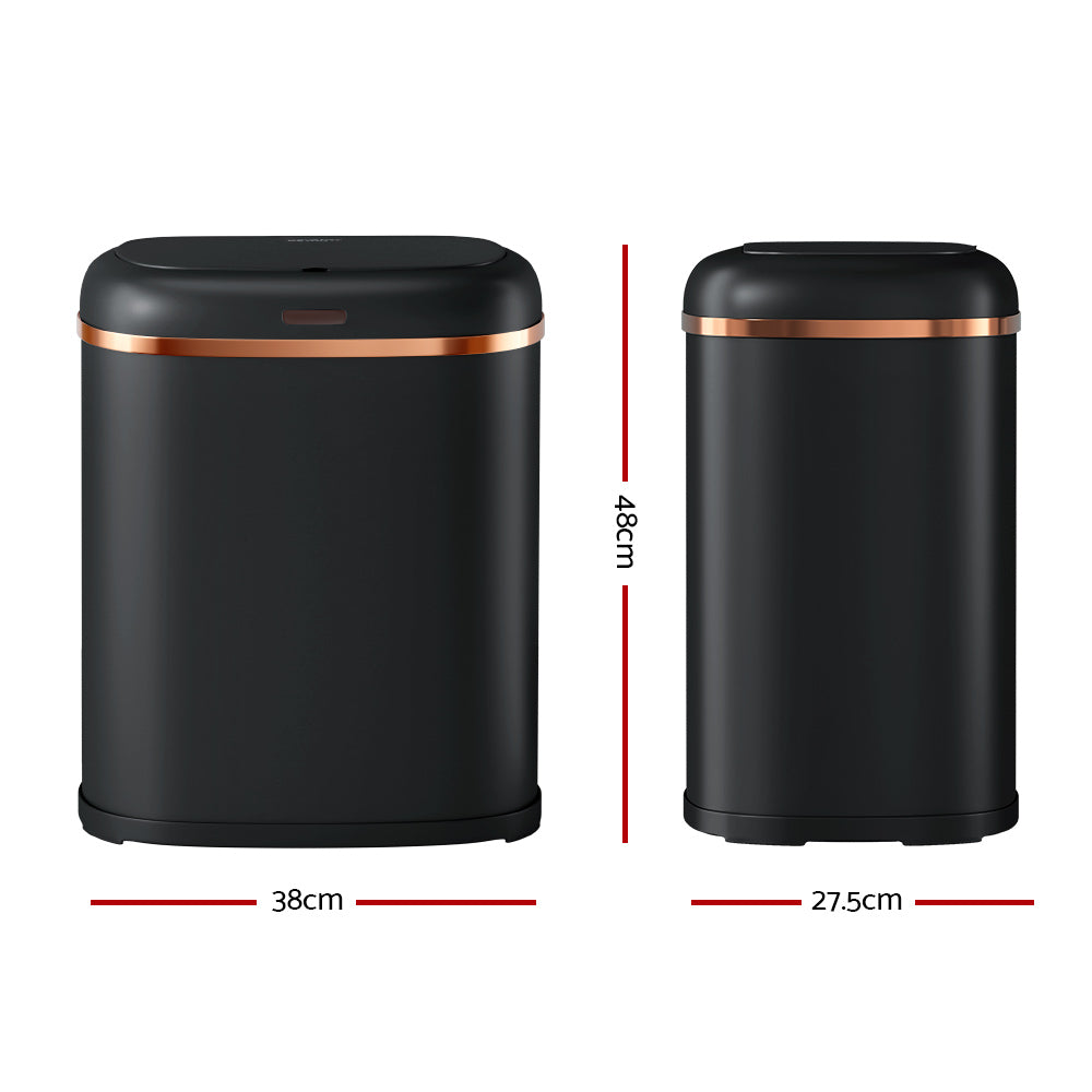 Devanti 38L Motion Sensor Bin Rubbish Automatic Black-Home & Garden > Kitchen Bins > Automatic Bins-PEROZ Accessories
