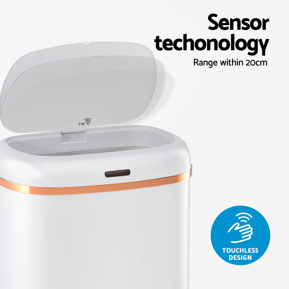 Devanti 38L Motion Sensor Bin Rubbish Automatic White-Home & Garden > Kitchen Bins > Automatic Bins-PEROZ Accessories