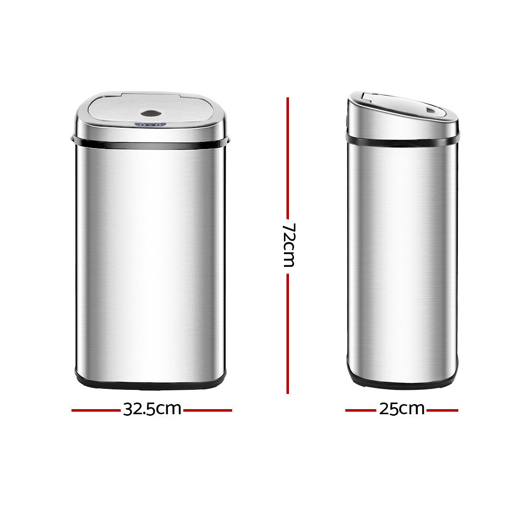 Devanti 50L Motion Sensor Bin Rubbish Automatic Silver-Home & Garden > Kitchen Bins-PEROZ Accessories