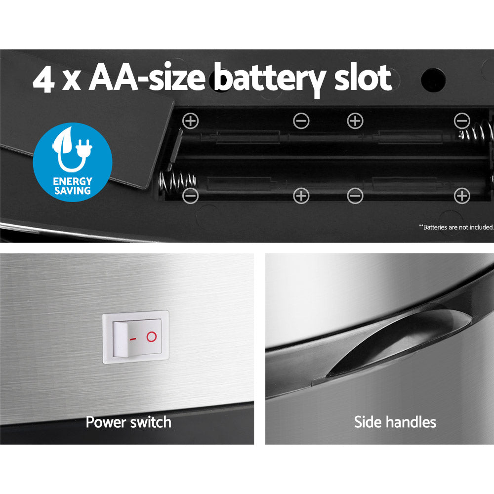 Devanti 50L Motion Sensor Bin Rubbish Automatic Silver-Home & Garden > Kitchen Bins-PEROZ Accessories