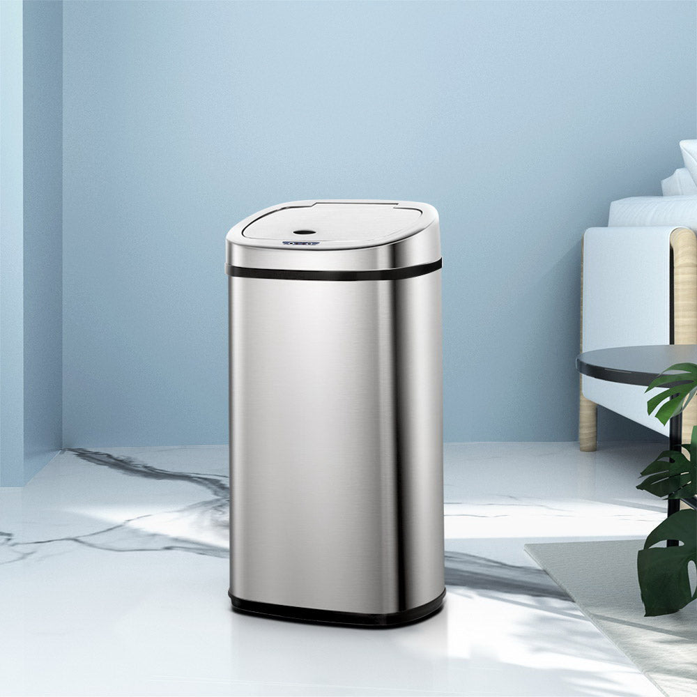 Devanti 50L Motion Sensor Bin Rubbish Automatic Silver-Home & Garden > Kitchen Bins-PEROZ Accessories
