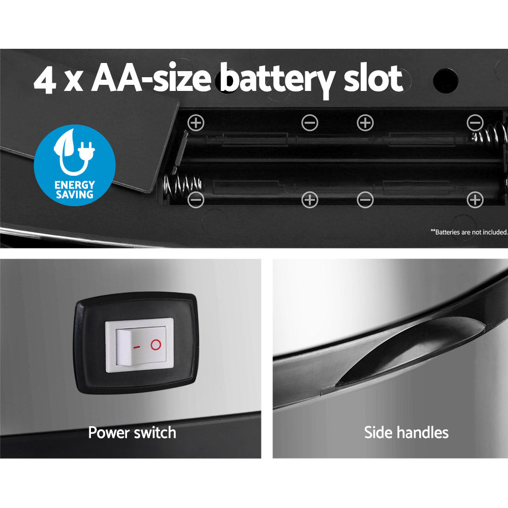 Devanti 68L Motion Sensor Bin Rubbish Automatic Silver-Home & Garden > Kitchen Bins-PEROZ Accessories