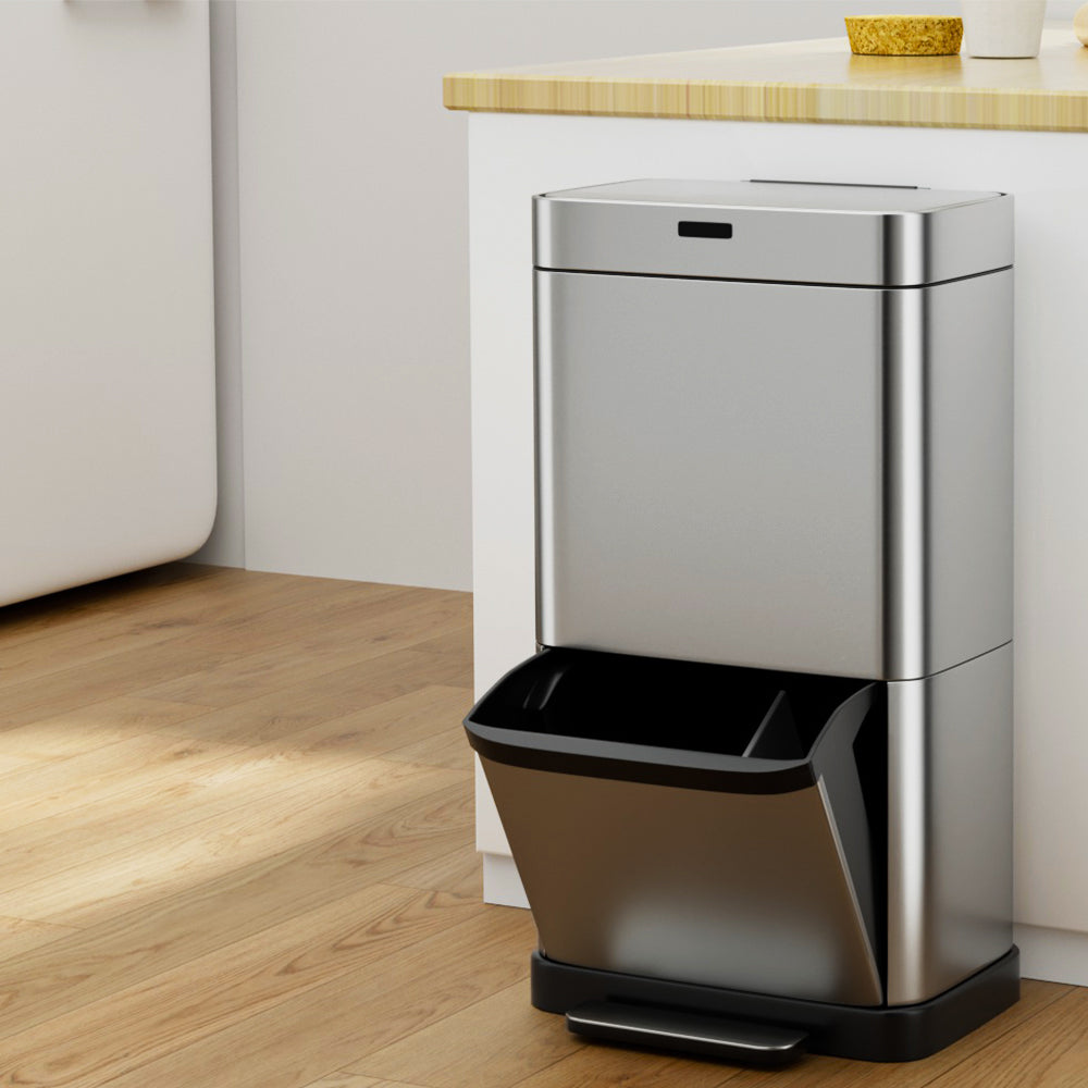 Devanti 70L Motion Sensor Bin Pedal Bins Automatic Siver-Appliances > Appliances Others-PEROZ Accessories