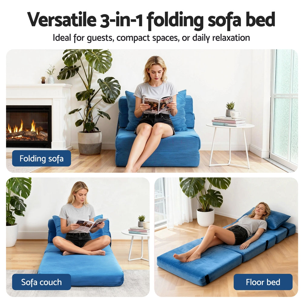Artiss Convertible Folding Sofa Bed Armless Lounger Foam Floor Sofas Futons Couches-Furniture > Sofas > Sofas & Sofa Beds-PEROZ Accessories