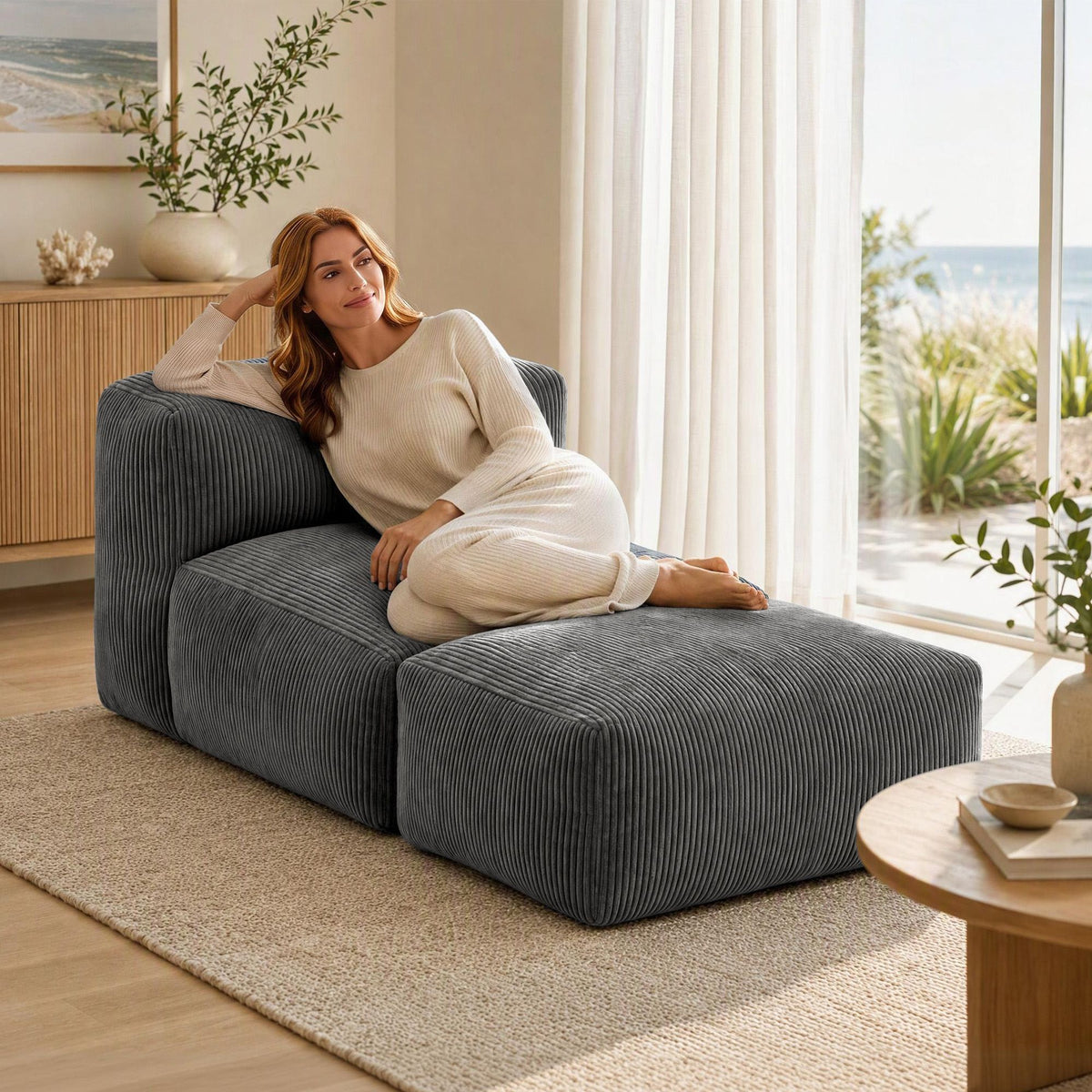 Artiss Foldable Bean Bag Sofa Bed Cloud Couch Boneless Floor Lounger Chair Grey-Furniture > Sofas > Sofas & Sofa Beds-PEROZ Accessories