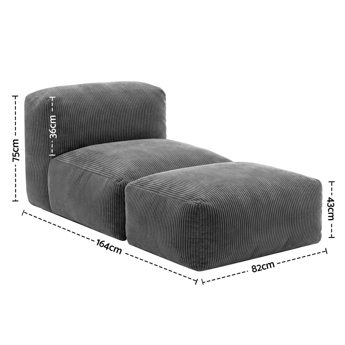 Artiss Foldable Bean Bag Sofa Bed Cloud Couch Boneless Floor Lounger Chair Grey-Furniture > Sofas > Sofas & Sofa Beds-PEROZ Accessories