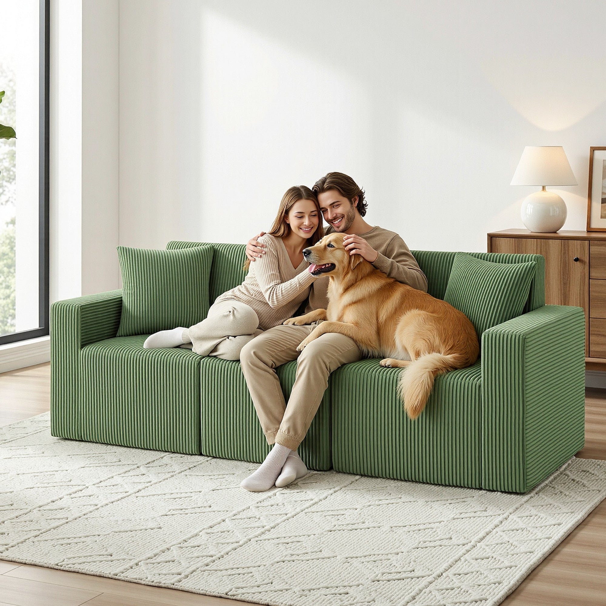 Artiss Modular 3-Seater Sofa Bed Convertible Sectional Floor Couch with Deep Seat-Furniture > Sofas > Sofas & Sofa Beds-PEROZ Accessories