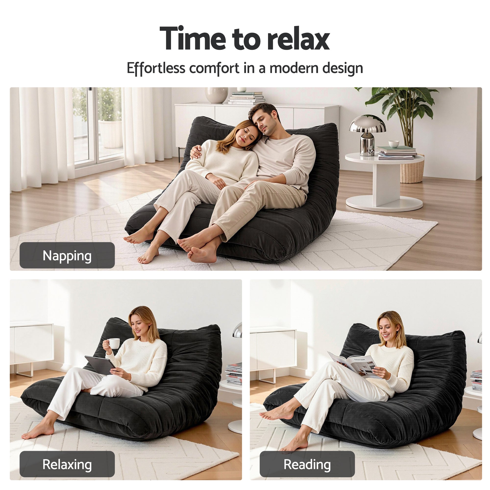 Artiss Lazy Sofa 2 Seaters Accent Caterpillar Chair Floor Couch Armless Lounge-Furniture > Sofas > Sofas & Sofa Beds-PEROZ Accessories