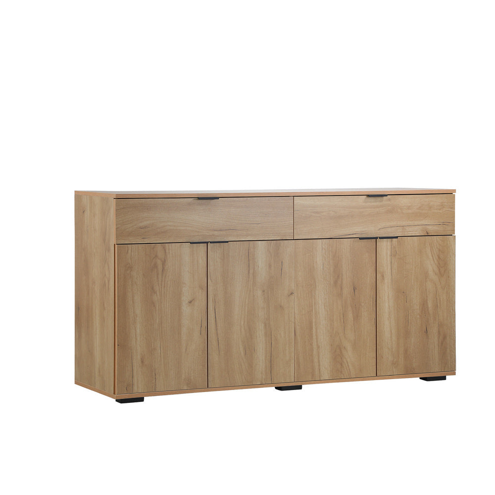 Oikiture Sideboard High Gloss 4 Doors 2 Drawers Natural-Sideboards-PEROZ Accessories