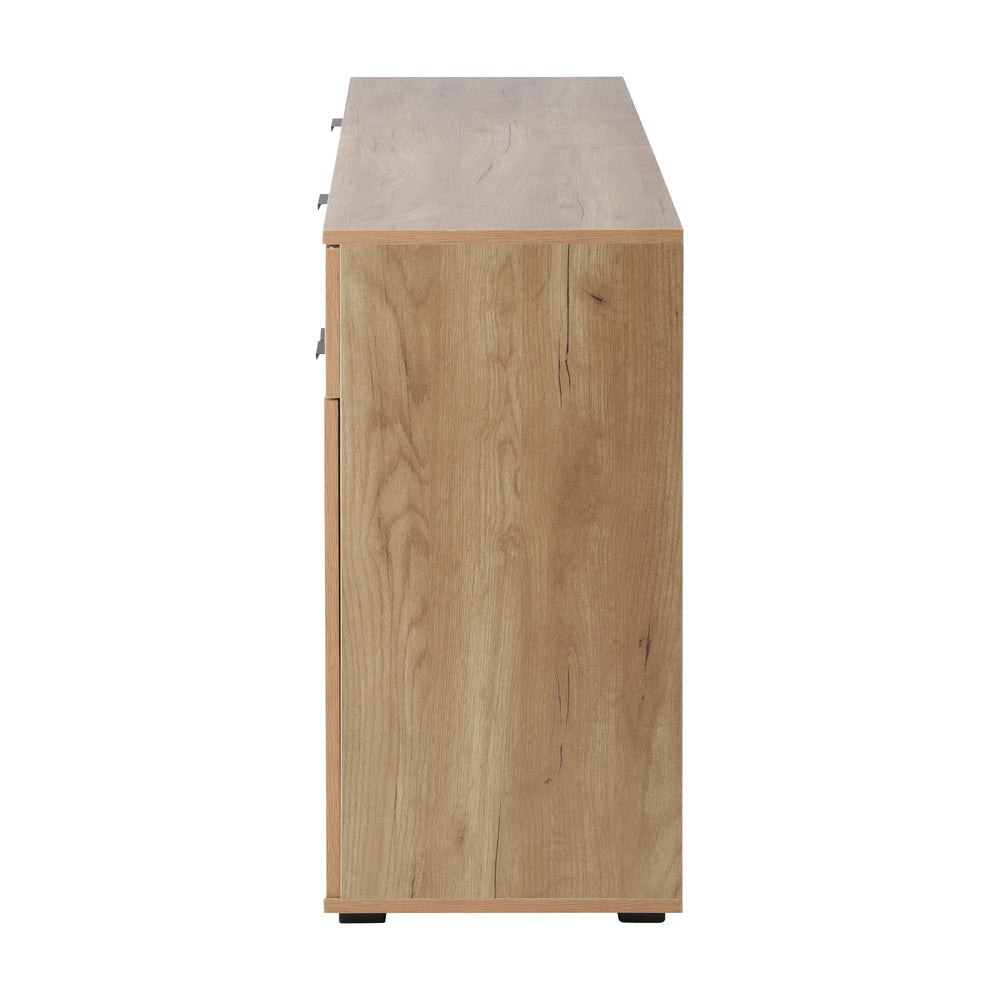 Oikiture Sideboard High Gloss 4 Doors 2 Drawers Natural-Sideboards-PEROZ Accessories