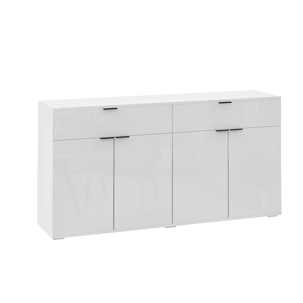 Oikiture Sideboard High Gloss 4 Doors 2 Drawers White-Sideboards-PEROZ Accessories
